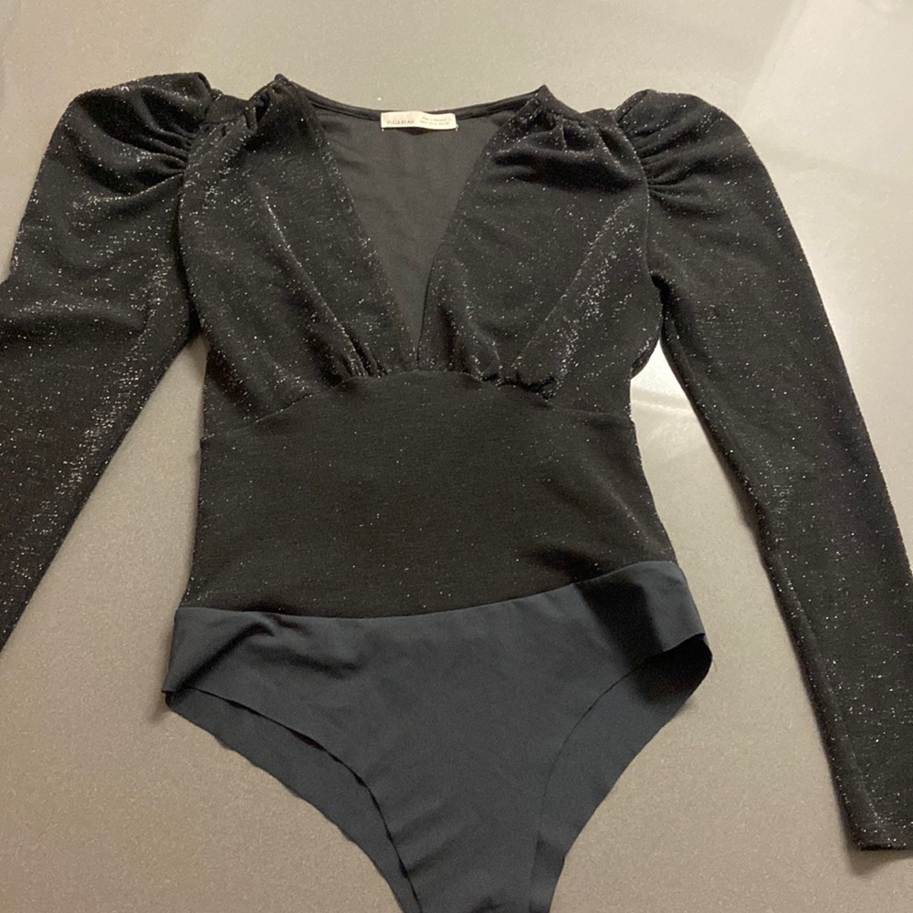 Shimmery Black Bodysuit Pull&Bear
